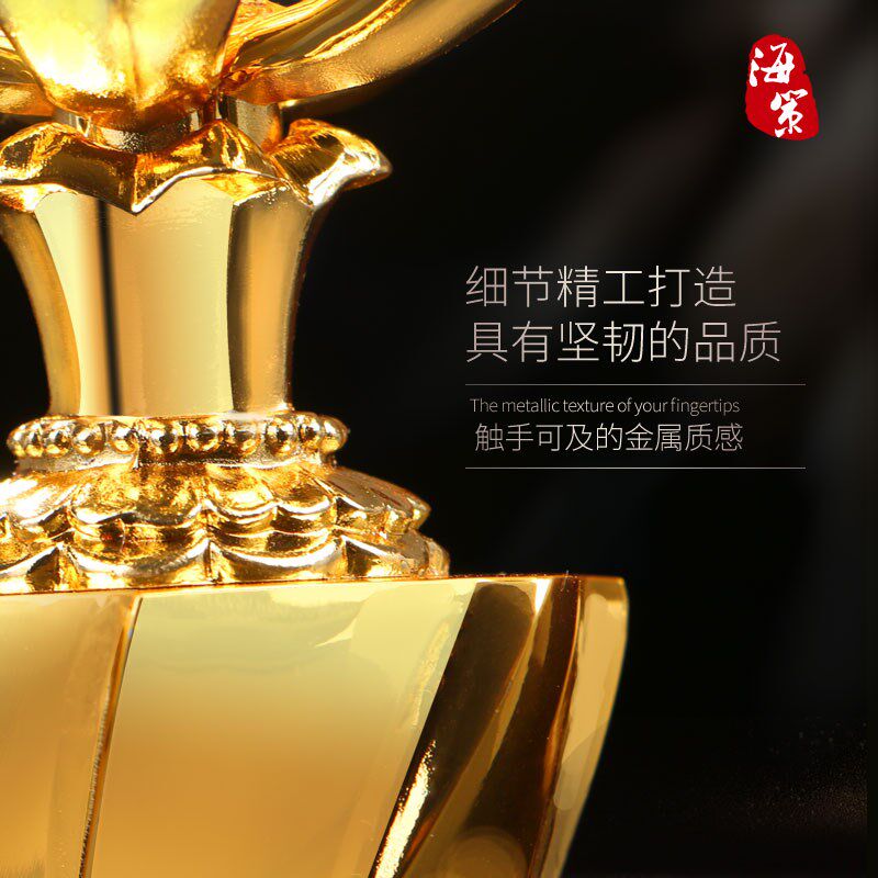 新款紫荆花金属奖杯定制 水晶奖牌定做公司员工颁奖礼品刻字纪念