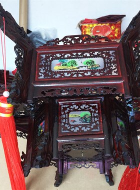 实木六角仿古宫灯吊灯大厅吸顶灯中式茶楼酒楼木质走廊35*75厘米