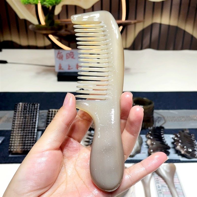 天然白水牛角梳头部经络梳子女士专用长发梳头皮按摩梳家用密齿梳