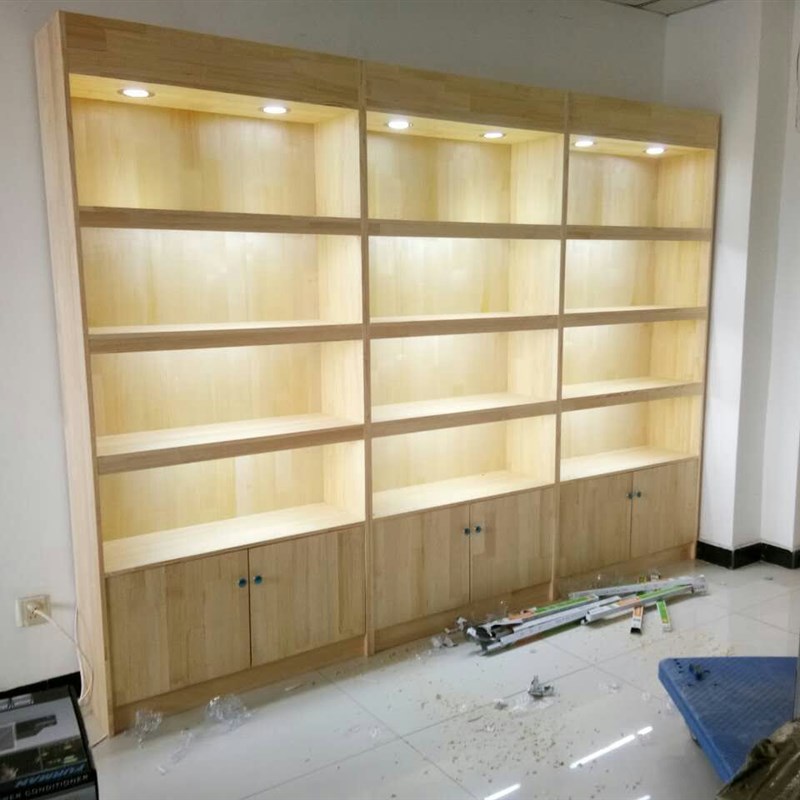 实木质展示柜定做 可移动烟酒茶叶图书食品陈列柜
