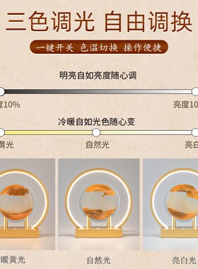 创意流沙画摆件客厅轻奢艺术沙漏夜灯台灯生日礼物电视酒柜装饰品