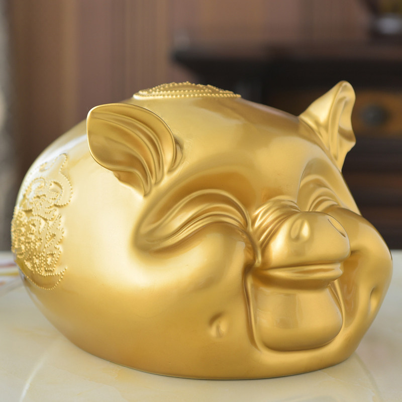 陶瓷金猪存钱罐工艺品摆件家居客厅可爱招财超大号儿童小猪储蓄罐