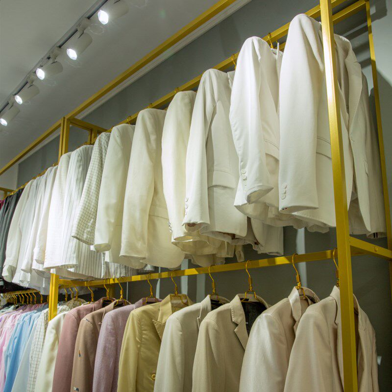 婚纱架子展示架落地式影楼专用男装衣架西装双层货架服装店挂衣架