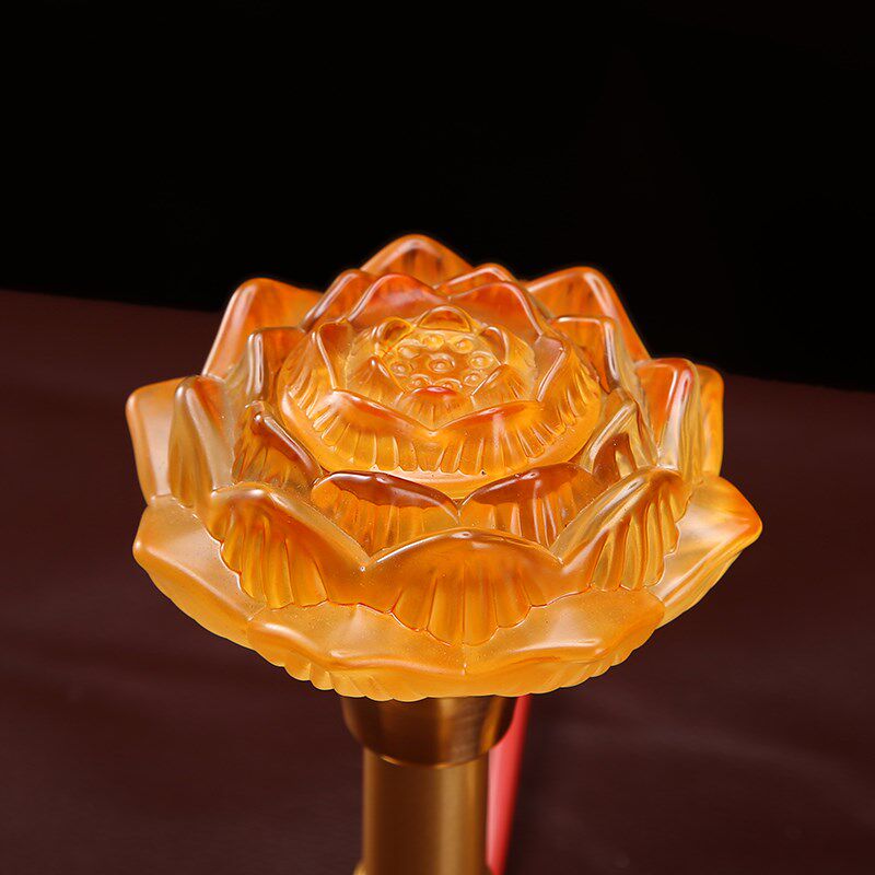 秦歌LED七彩琉璃莲花灯佛供灯家用插电荷花灯观音供灯佛前长明灯