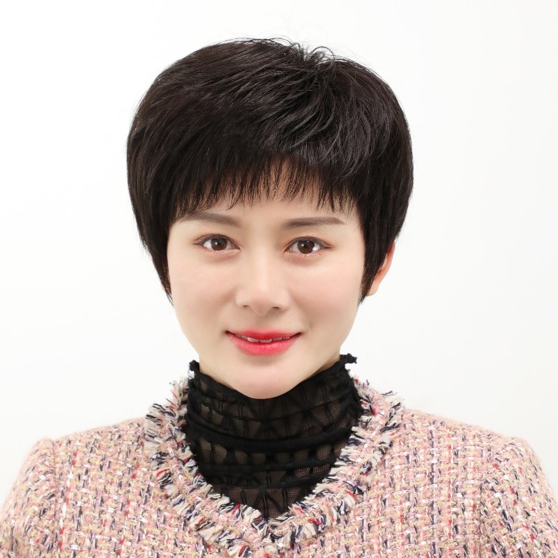 2024新款假发女全头套中年女士妈妈款短发化疗后光头薄款透气真发