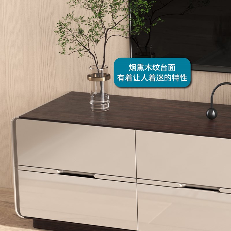 意式极简电视柜客厅家用落地地柜烤漆收纳柜轻奢高级感靠墙储物柜