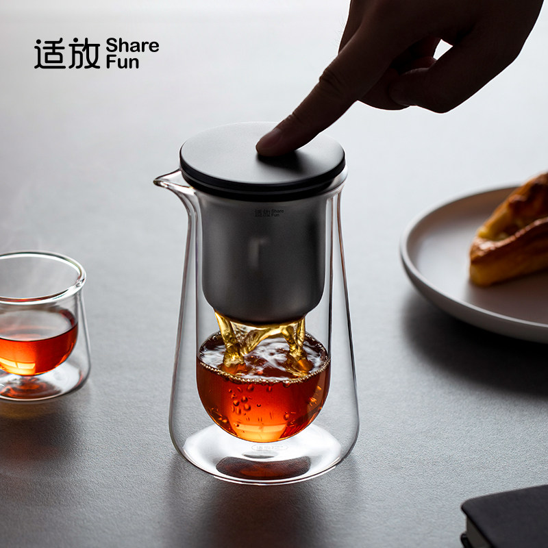 飘逸杯泡茶壶双层耐热玻璃茶水分离杯按压式泡茶神器家用耐高温壶