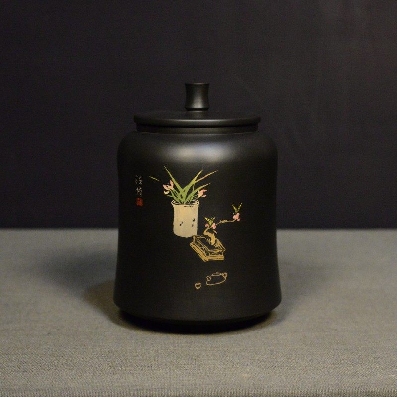 建水紫陶茶叶罐家用小号紫砂茶罐存茶罐密封罐醒茶罐散茶普洱茶罐