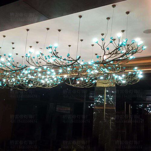 售楼部展会别墅酒店大堂前台餐饮清吧咖啡厅个性创意艺术树枝吊灯