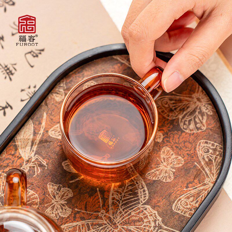福容佰享心经对杯高硼硅玻璃杯带把手客杯个人专用创意杯子喝茶杯