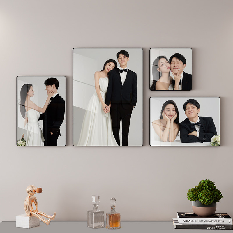 定制婚纱照全家福儿童大相框挂墙组合冲印结婚照相片挂画打印制作