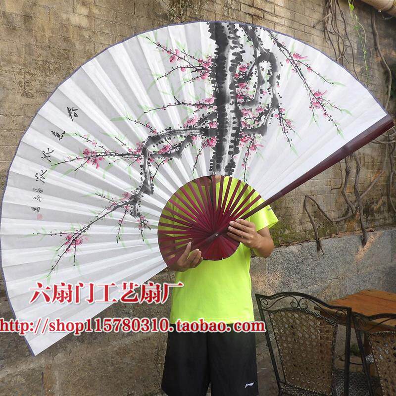 大挂扇装饰大扇子超大墙壁挂扇工艺大折扇客厅背景墙装饰扇桃花图