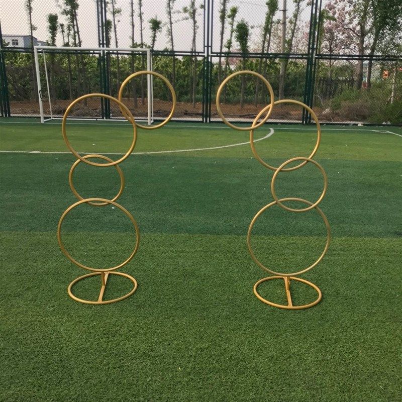 新款婚庆道具 T台铁艺圆环花架背景圆环路引婚礼橱窗装饰花艺摆件