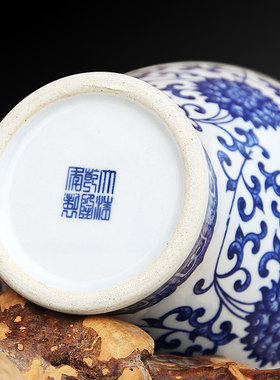 景德镇陶瓷器仿古青花瓶家居装饰缠枝莲藏草瓶客厅玄关博古架摆件