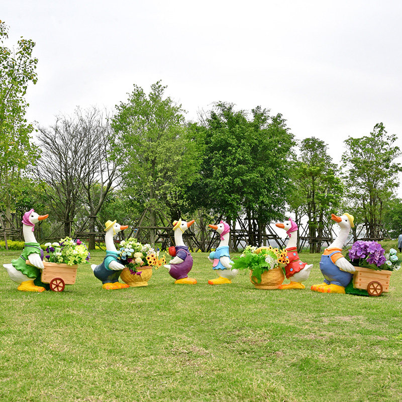 玻璃钢户外卡通花缸兔子雕塑公园林庭院景观草坪小动物装饰品摆件