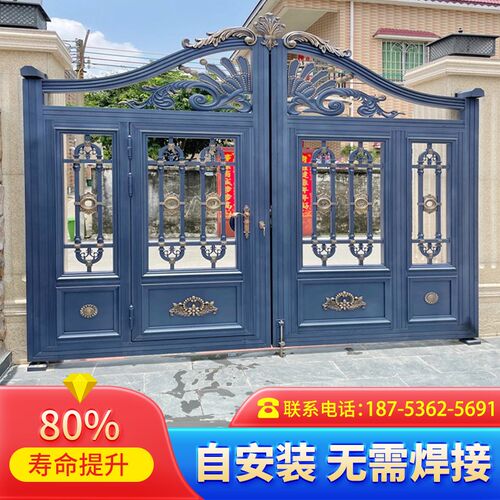 大门乡村庭院门双开铝艺入户院墙门乡下别墅院子门农村自建房铁门