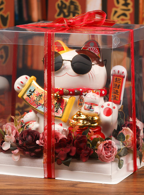 新店开业招财猫送贺礼电动手摇收银台大号发财猫摆件乔迁新居礼物
