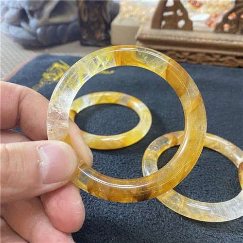 推荐天然黄e胶花水晶手镯 女C款异象水晶胶花镯子饰品礼物