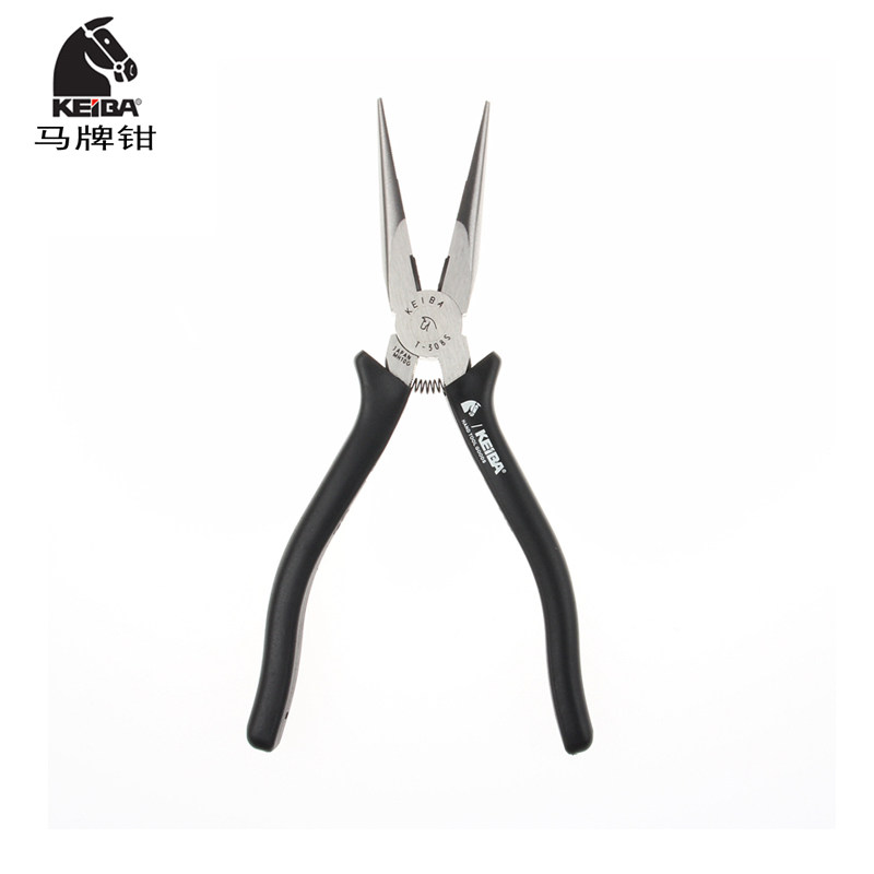 日本进口KEIBA马牌8英寸电工尖嘴钳T-308S尖口钳子 有牙尖咀钳