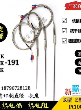 WRNK WREK WZPK-191铠装热电偶 阻K E J Pt100型探针式温度传感器