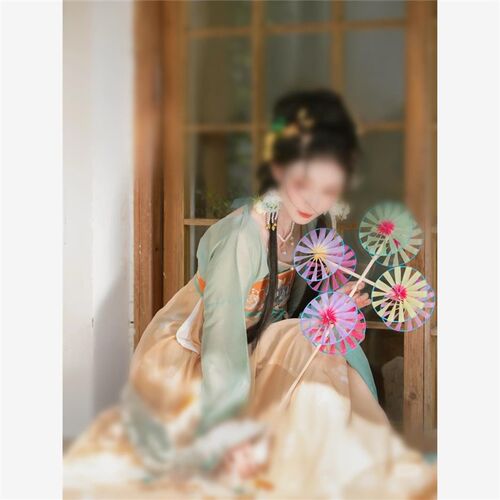 八轮风车手工染色唐装汉服国服走秀道具舞蹈摄影街拍影视道具