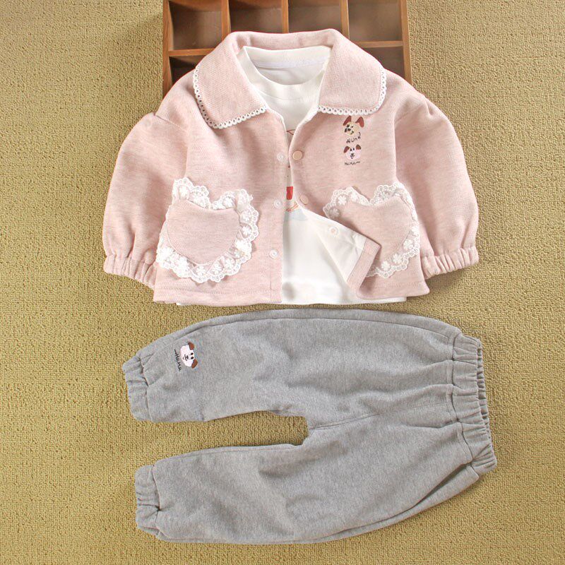0一1岁女宝宝秋装外出服洋气公套装