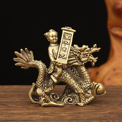黄铜复古望子成龙十二生肖龙摆件家居公桌面茶宠装饰铜雕工艺品