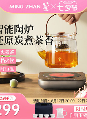 鸣盏围炉煮茶器黑晶炉家用小型快煮壶办公室养生泡茶机电热烧水壶