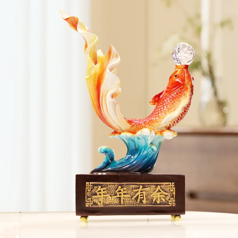 蒸蒸日上红鲤鱼摆件客厅酒柜电视柜玄关摆设摆件开业乔迁礼品摆件图片