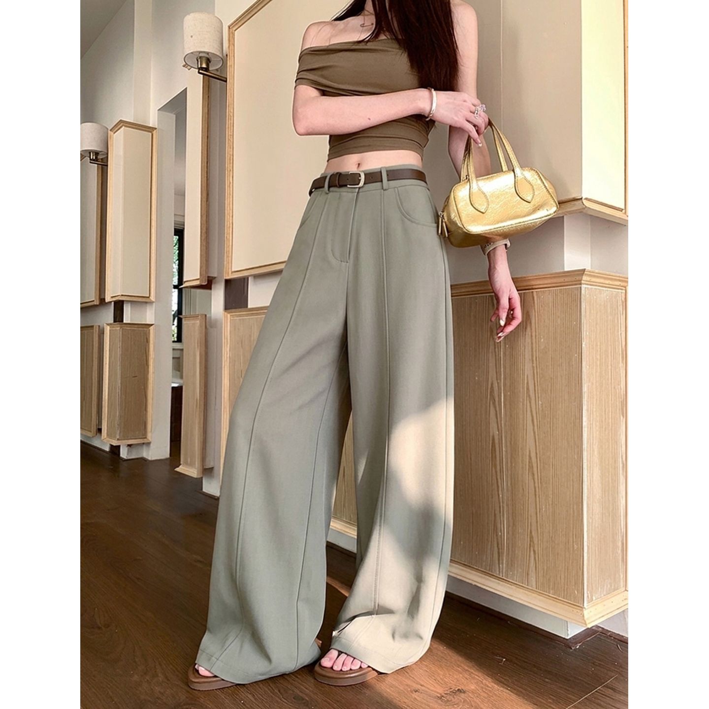 韩版百搭高腰阔腿裤女2026新款垂感显瘦宽松气质西装直筒长裤