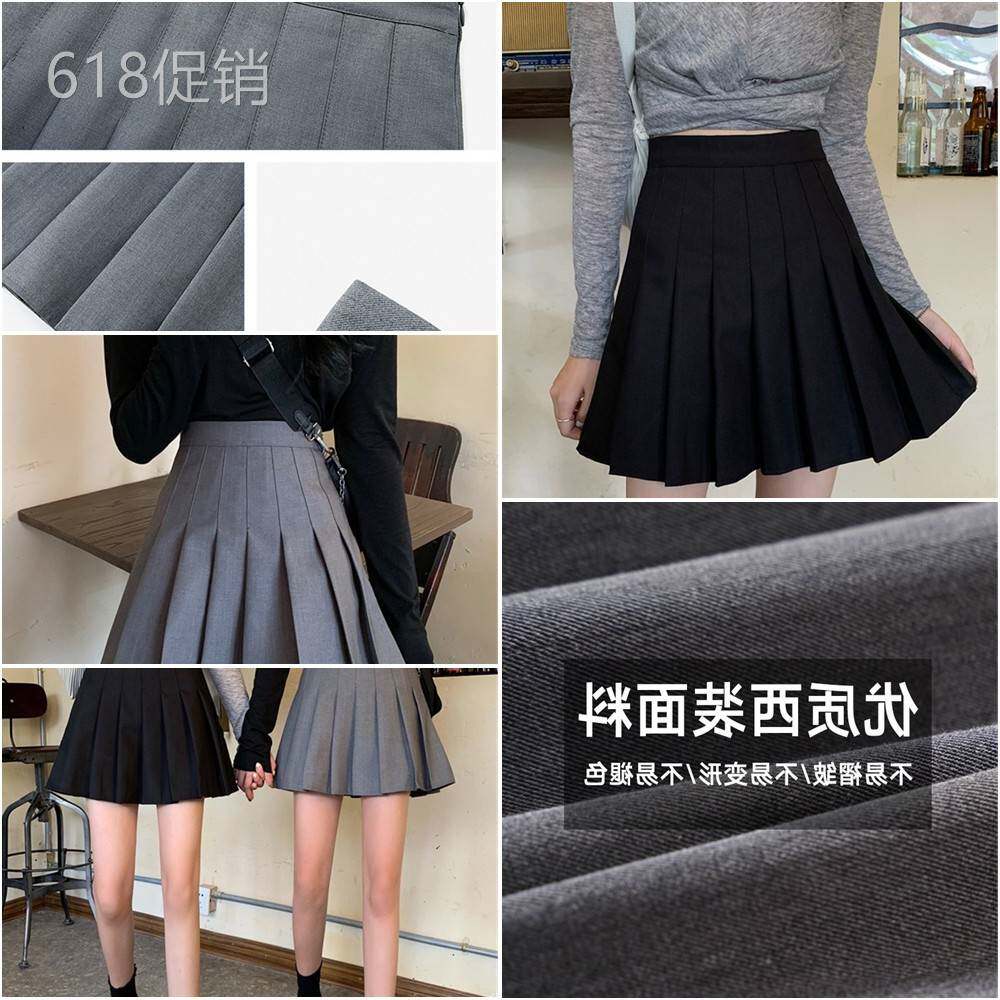 灰色百褶裙半身裙女夏季2025新款高腰显瘦jk西装短裙短款a字裙子