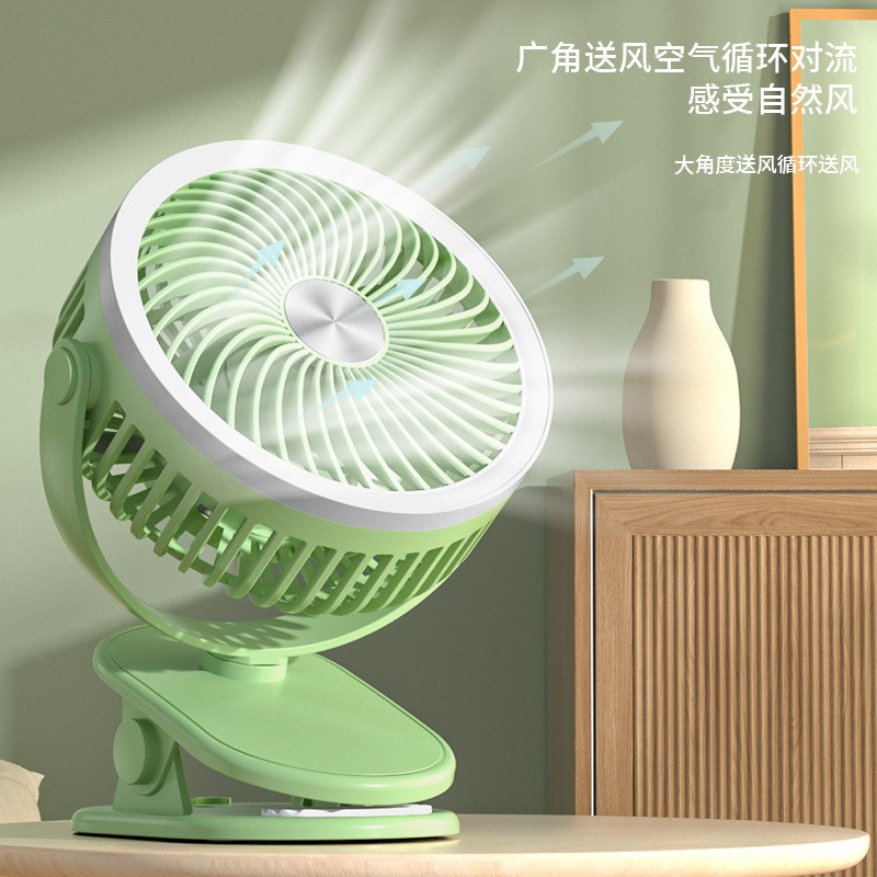 夏季新品 简约夹子小风扇usb充电风扇带灯便携式办公桌面学生宿舍图片