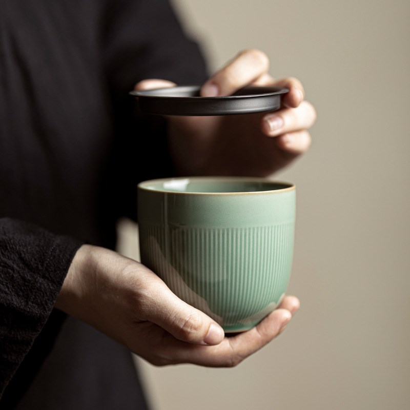 越窑青瓷手工刻花公道杯宋式执壶茶海分茶壶器带盖建水茶洗图片