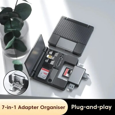 7-in-1 Multifunctional Card Reader Storage Box SD Card Micro