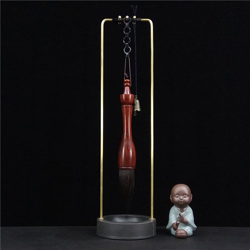 铜砚笔架毛笔挂 挂毛笔学生笔架墨碟创意笔架摆件挂笔卖笔展示架图片