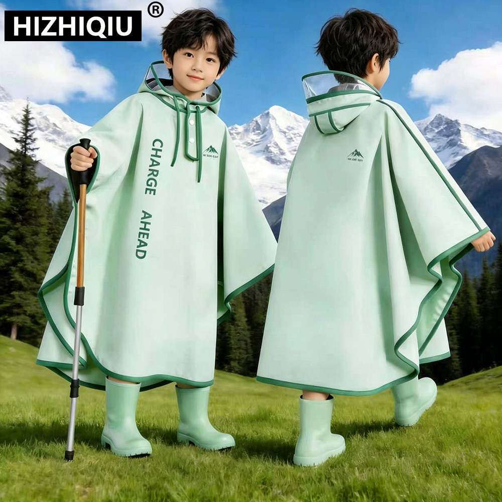 儿童雨衣加厚款男女小孩小学生上学全身防暴雨带书包位斗篷式雨披