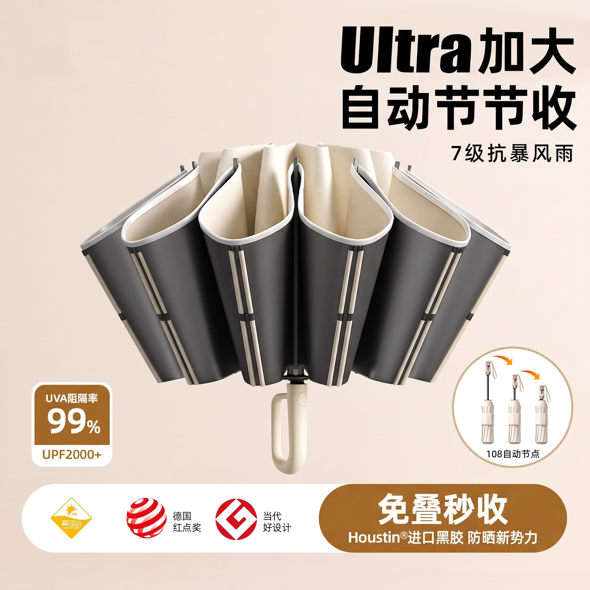 自动环扣节节收两用伞