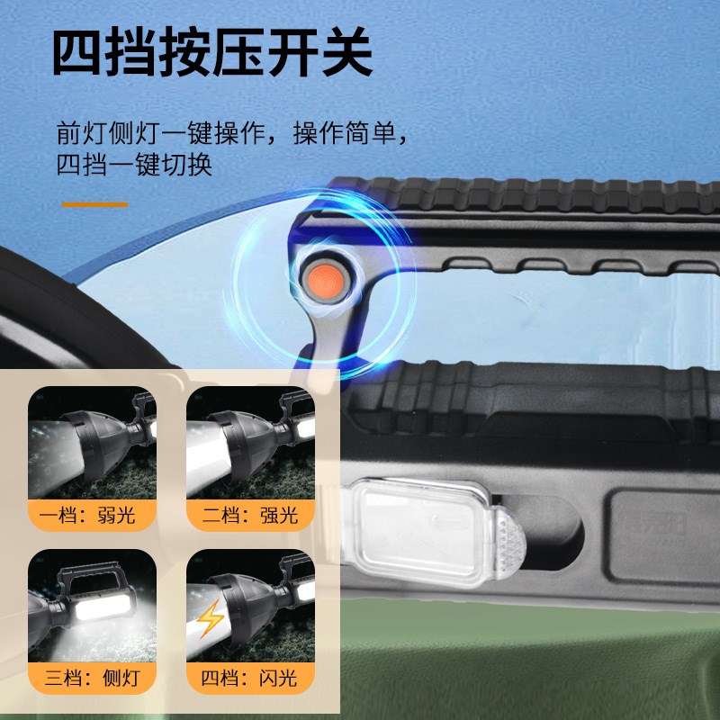 强光LED探照灯手电筒超亮远射手提灯USB充电式户外家用应急照明灯