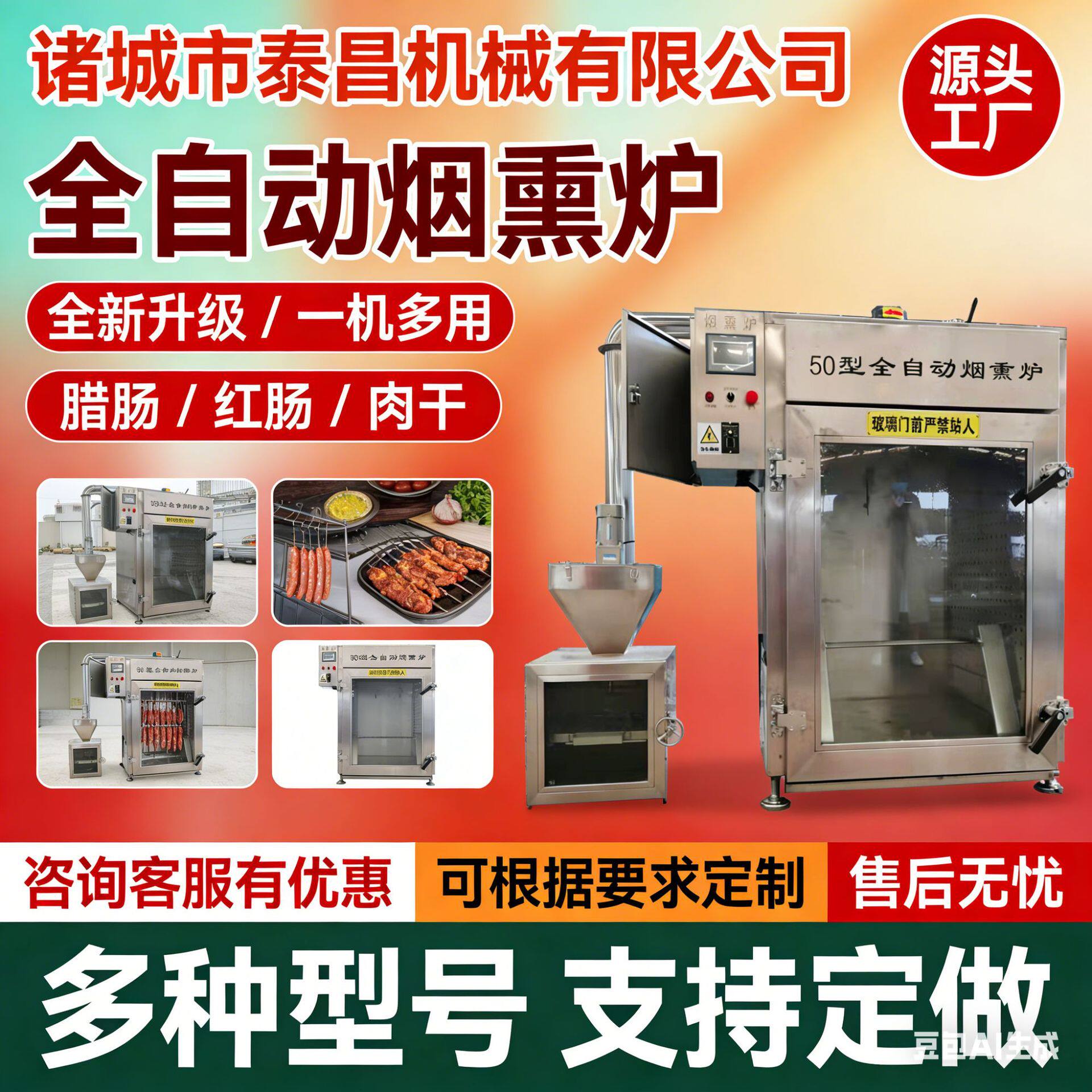 腊肉烟熏炉肉制品红肠烟熏机烟熏红肠烘熏一体机腊肉熟食烘烤上色