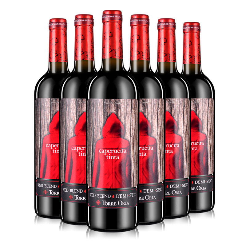 奥兰小红帽半甜红葡萄酒西班牙原瓶进口红酒干红750ml*6整箱正品