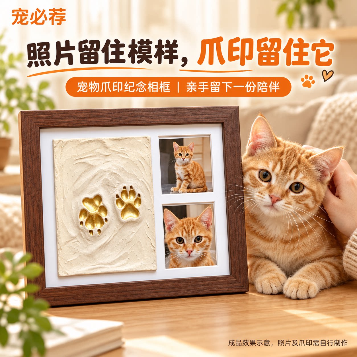 宠必荐爆款猫咪脚印纪念相框