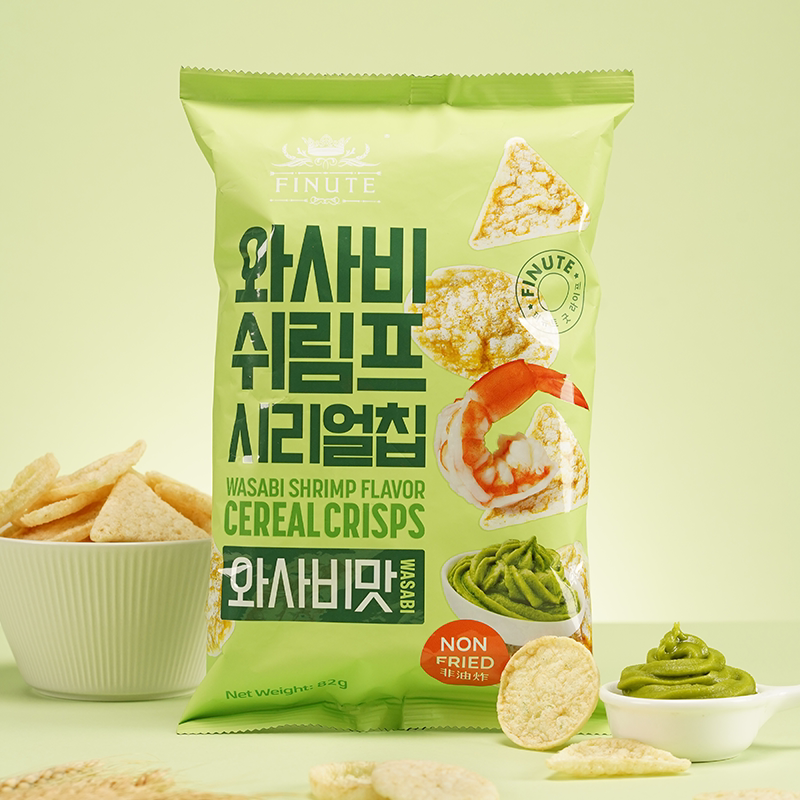 趣莱福芥末虾味谷物脆片大蒜虾味62g韩国进口追剧休闲零食非油炸图片