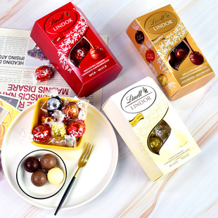 Lindt瑞士莲巧克力软心球200g特浓黑牛奶白喜糖礼盒圣诞糖果礼物