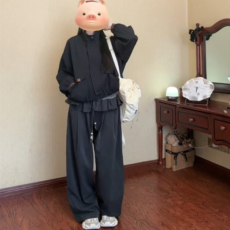 秋季日系复古宽松立领格