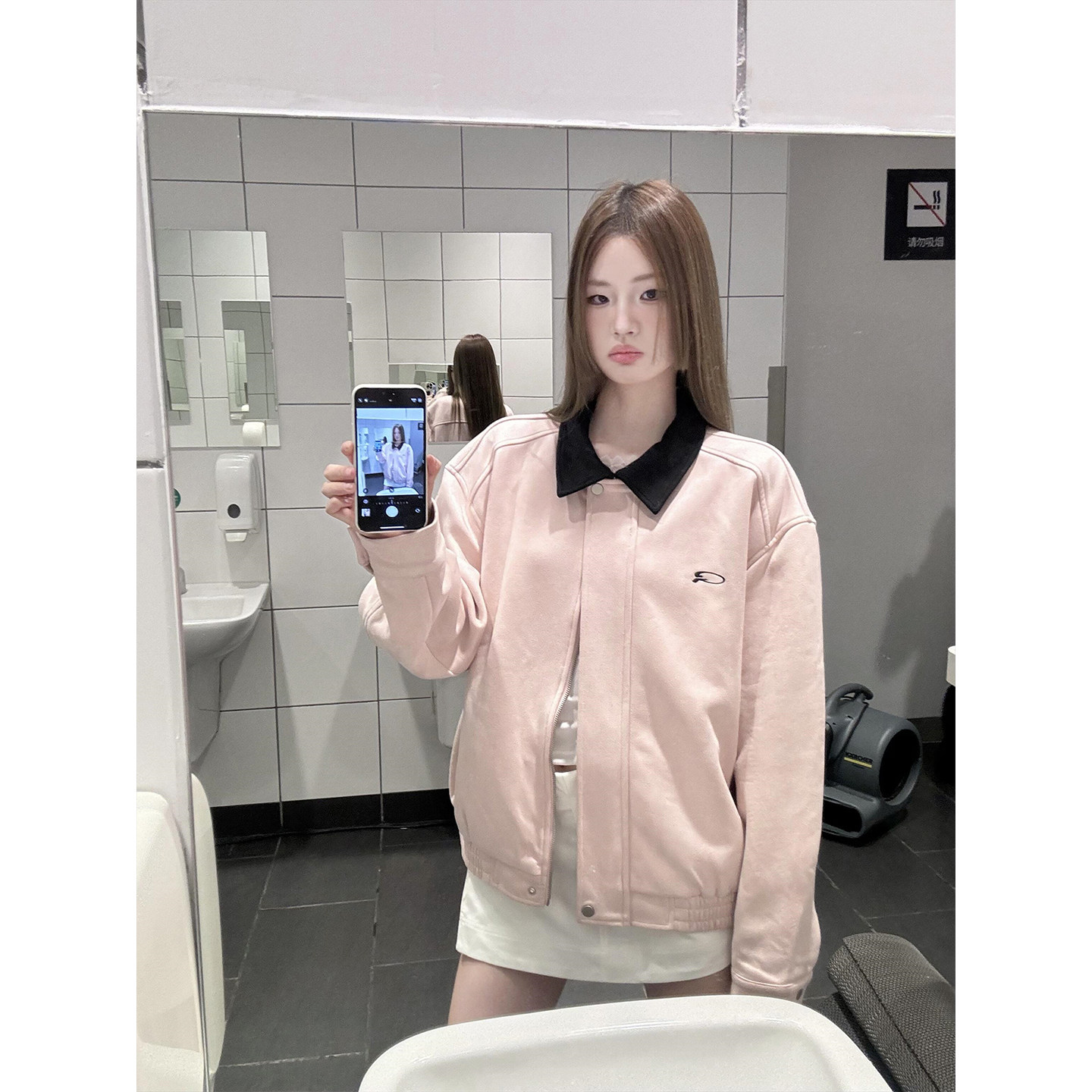 绝美巨好看麂皮绒棒球服
