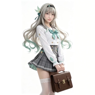 流萤cos服星穹铁道崩蹦坏二次元春日手信服装JK裙服装假发全套