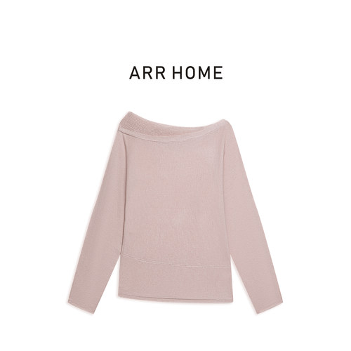 ARR HOME【粉韵漫肩】法式慵懒氛围感一字领百搭毛织上衣新款