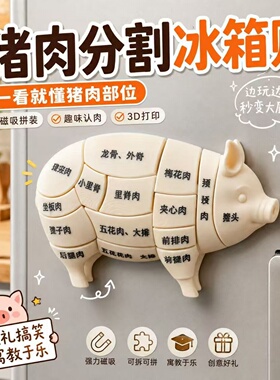 创意猪肉分割部位模型冰箱贴装饰