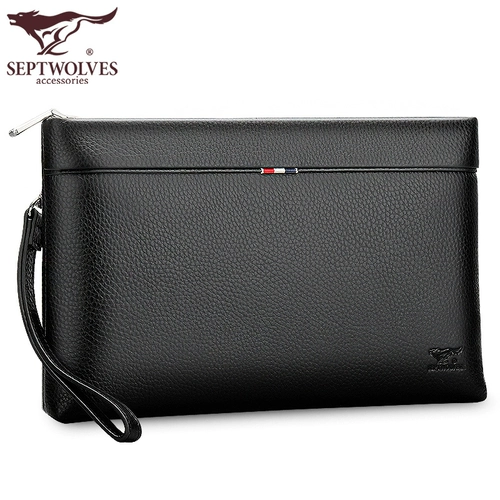 Septwolves, кожаная маленькая сумка клатч, сумка с петлей на руку, из натуральной кожи