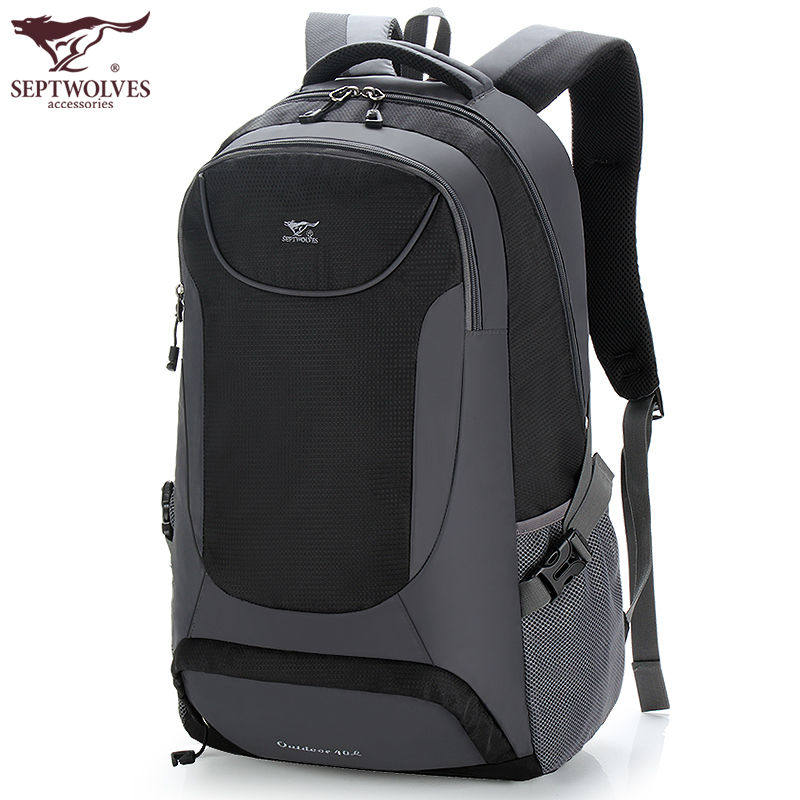 七匹狼户外双肩背包女登山包男 防水大容量40L旅游轻便时尚旅行包